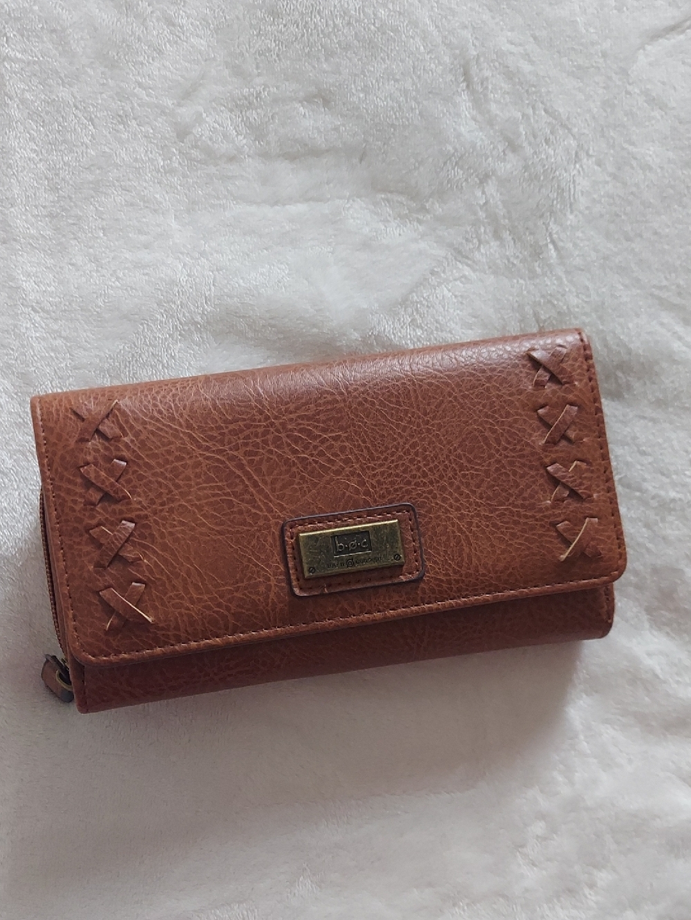 b.o.c. Tan Brown Textured Women's Wallet with Stitch Accent